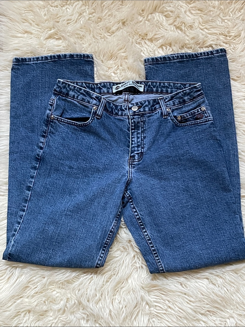 Classic Harley Davidson Blue Women's Straight-Leg Jeans -size 10